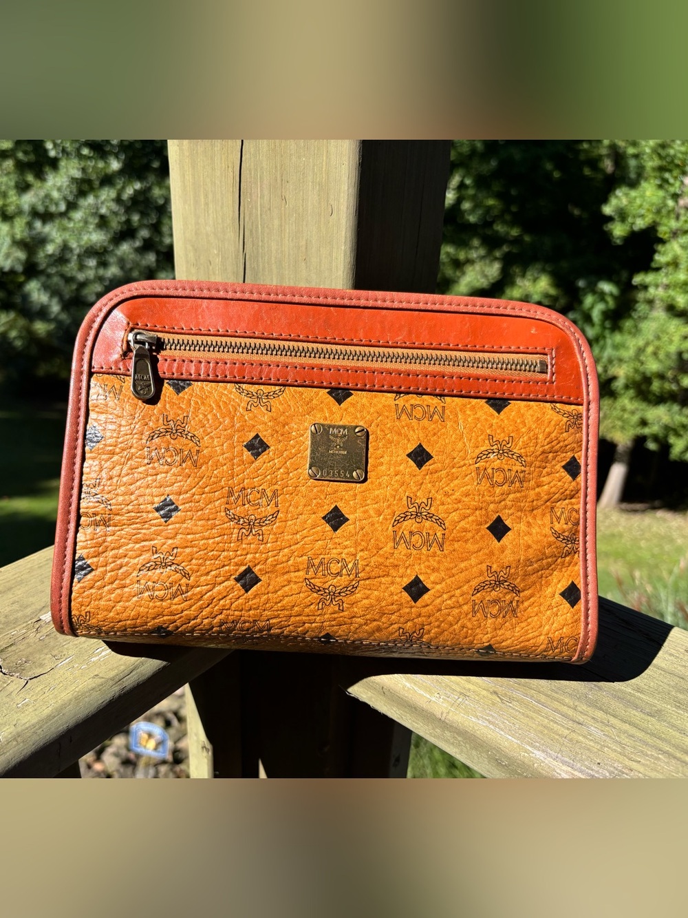 MCM Visetos Monogram Zip Clutch